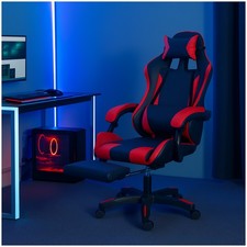 Ergonomischer Gaming Stuhl mit Fußstütze Racing-Design Bürostuhl Drehstuhl