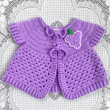 WUNDERSCHÖNE TRAUBE Handarbeit 0-3 Monate Kurzarm gehäkelt Baby Strickjacke