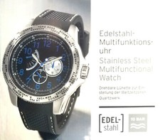 Edelstahl-Multifunktionsuhr Weltzeitzonen Wochentag Datum 24Stundenanzeige 80240