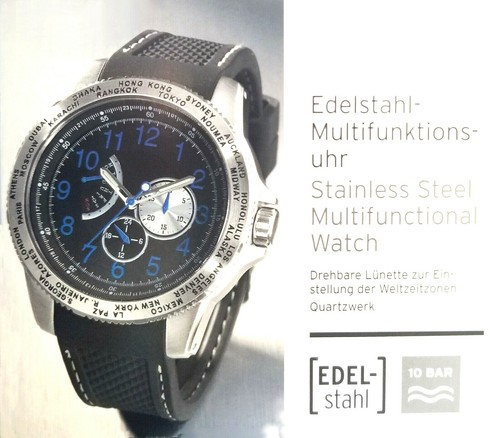 Edelstahl-Multifunktionsuhr