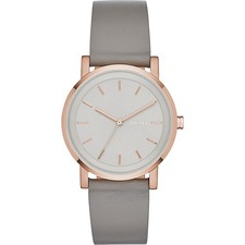 DKNY Damen Armbanduhr SOHO NY2341 Lederarmband 34mm grau rose UVP 129,00
