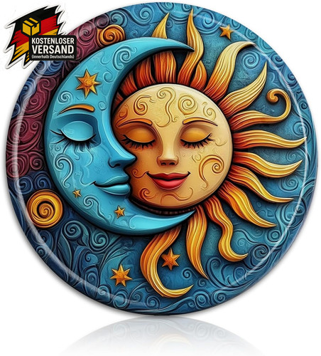 Retro blechschild sonne mond - blechschild,