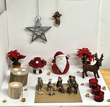 Mehrteiliges Weihnachtsdeko Set Konvolut Sammlung Sortiment und Krippenfiguren