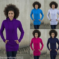 Damen Long Hoodie Kapuzen Pullover Sweatshirt Kapuzenpullover XS S M L XL