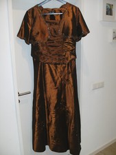 Yves Calin Paris Festkleid Abendkleid+Bolero+Stola Gr 42 Glanzsatin braun neuwer