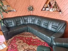 eckcouch ecksofa leder dunkelgrün 2,60 x 2,15m  Sitztiefe 52cm  sehr gepflegt