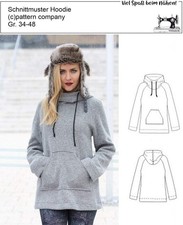 Schnittmuster sportlicher Damenhoodie, Kapuzensweater mit Raglanärmeln Gr. 34-48