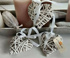 Clayre & Eef Rattan Herzen Shabby Weiß 10 cm
