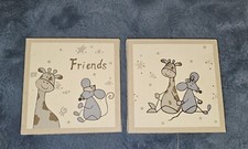 2 Kinderzimmer Bilder, SET, Maus, Giraffe, Dekor, Wanddeko, Bilderset, Deko