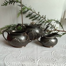 antikes Teeset, Kanne Zucker Milch,  Daniel & Arter Birmingham ?, versilbert