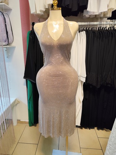 Damen abendkleid midi glitzer - midi,