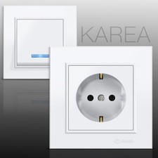 Schuko Steckdose, Steckdosen, Wechselschalter, Dimmer, Lichtschalter KAREA