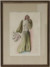 Aquarellierte Modezeichnung