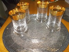 4 Murano Gläser Longdrinkgläser  Whisky Medici  Goldrand geschliffen  Dekor