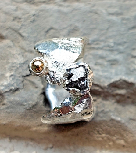 Ring schwarz roh diamant 925 - ring,