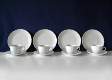 Seltmann Weiden Helena Wellen Weiß: 4 Kuchenteller + 4 Kaffeetassen + 4 Untere