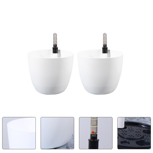 White self watering flower pot - white,