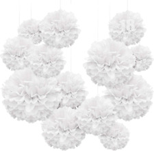 Hochzeit Hochzeitsdeko Vintage Lampions, 18 Er Pompons Deko Weiß, Seidenpapier P