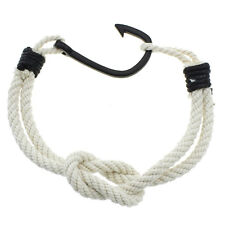 Angelhaken Armband Segeltau beige anthrazit 22 cm Strand Surfer Anker