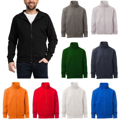 Herren sweatjacke mit feinripp - sweatjacke,