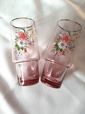 Trinkgläser Goldrand bemalt farbig