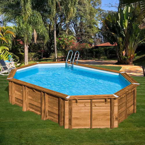 Ovaler holzpool komplettset - holzpool,