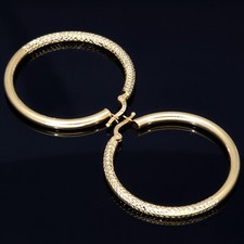 Glatte/Gesteppte Creole Goldohrringe 585 14K ECHT GOLD NEU SCHMUCK GESCHENK IDEE