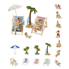 Dekofigur Urlaub, Miniatur Deko Strand Maritim für Geldgeschenke ua Hobbyfun kpl
