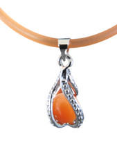 Katzenauge Anhänger orange Kugel, Kugel und passende Kordel.