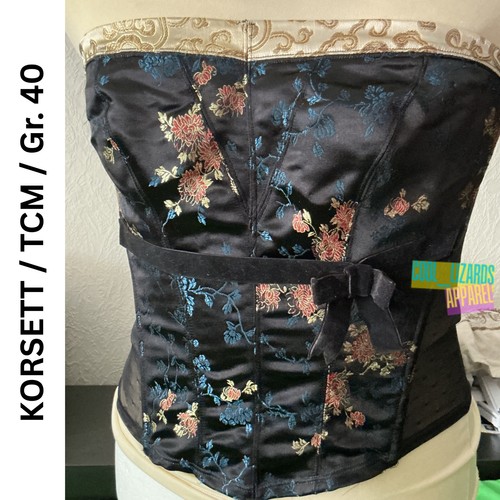 Korsett schwarz 40 blumen - schwarz, gr.