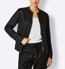 Creation L Premium Damen Leinenblazer Stehkragen Langarm schwarz Gr. 36 NEU