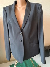 Hugo Boss Hosenanzug Damen Hose Gr. 42 Jacke Gr. 44 Grau feiner Streifen Wolle 