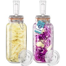 HEFTMAN Gärglas Safe Airlock Silikondeckel Kefir Kimchi 2 Liter 2er Pack