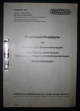 Alte Ersatzteilliste : Westfalia Separator - Eimermelkanlagen / Systemat / 1968