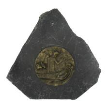 Egino Weinert Bronze Weihnachtsplakette GEBURT JESU Schiefertafel Relief RAR