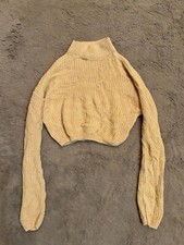 H&M Divided Damen Pullover kurz bauchfrei Beige Größe XS