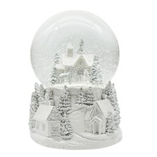 Schneekugel Spieluhr Weiß ca. 12,5 cm Advent Weihnachten Regal