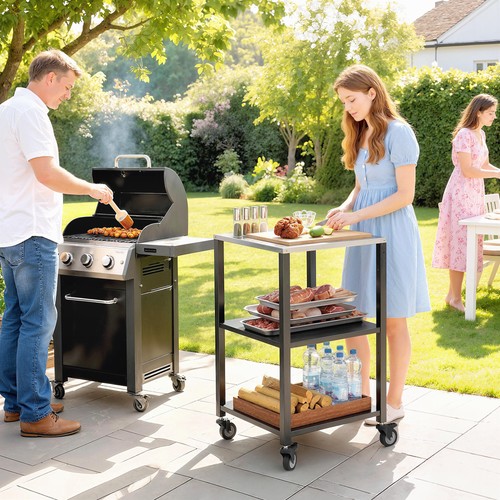 Outsunny grillwagen etagen - outsunny, 3-etagen