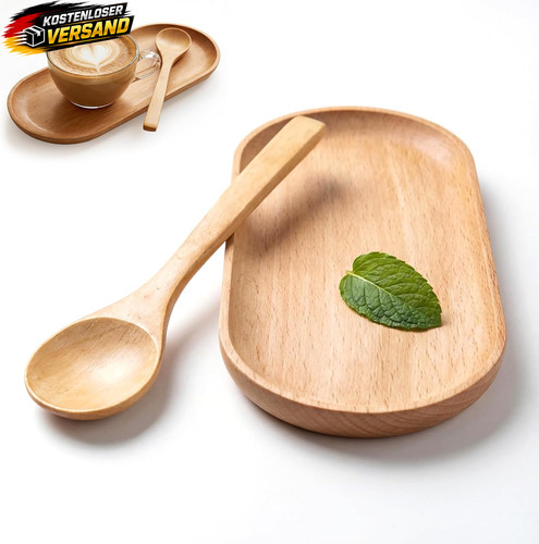 Holztablett oval teilig - holztablett, 2-teilig