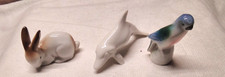 Alt Porzellanfiguren Tiere Vogel-Hase und Delphin  GR  8cm-5cm und  5cm