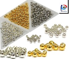 Metallperlen Rund Zwischenteile Schmuck Spacer Gold Silber 2/3/4/5/6/8 mm Wahlen