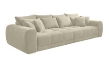 Big-Sofa XXL 306 cm Federkern Lounge Couch mit Bezug aus Cord in Beige Grau