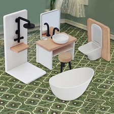 5x 1:12 Puppenhaus Badezimmer Set Zubehör für Kinder ab 3 Jahren Toilette
