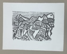 Eduard Bargheer Vulkanische Landschaft Lithographie 1965 handsigniert