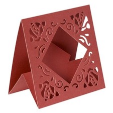 10tlg. Aufstell-Grußkarten mit Stanz-Ornamentik, 14x14cm, rot,
