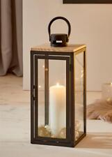 Laterne Bodenlaterne Metall Holz & Glas, 38 cm hoch, Gartenlaterne Standlaterne