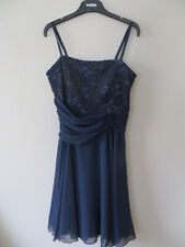 Mädchen, Damen Kleid Chiffon festlich dunkelblau Konfirmationskleid Gr. 176