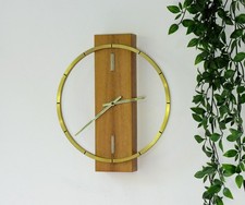 Vintage Kienzle Wand Uhr Holz Messing 50er 60er 70er Atomic Mid Century Modern