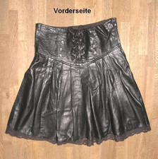 LEDERROCK / Rock / Minirock schwarz aus Glattleder ca. Gr. 36 - vorne schnürbar!
