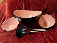 EMSA Vintage Salatschüssel-Set Space Age 1960er Design Rosa mit Besteck TOP Zus